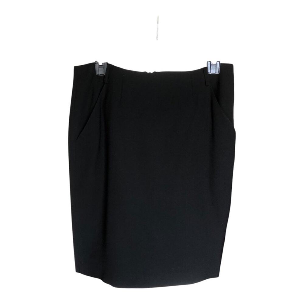 DKNY Vintage Timeless Classic Belt Loops Zipper Wool Black Pencil Skirt Size 12